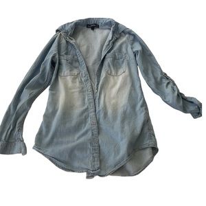 Medium button up light blue top